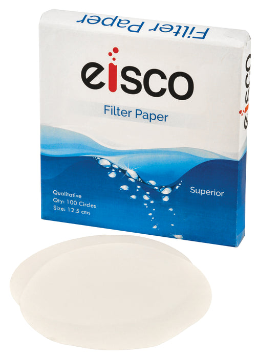 Eisco Labs Premium Qualitative Filter Paper, 12.5cm Dia., Medium Speed (85 gsm), 10μm (10 micron) Pore Size - Pack of 100