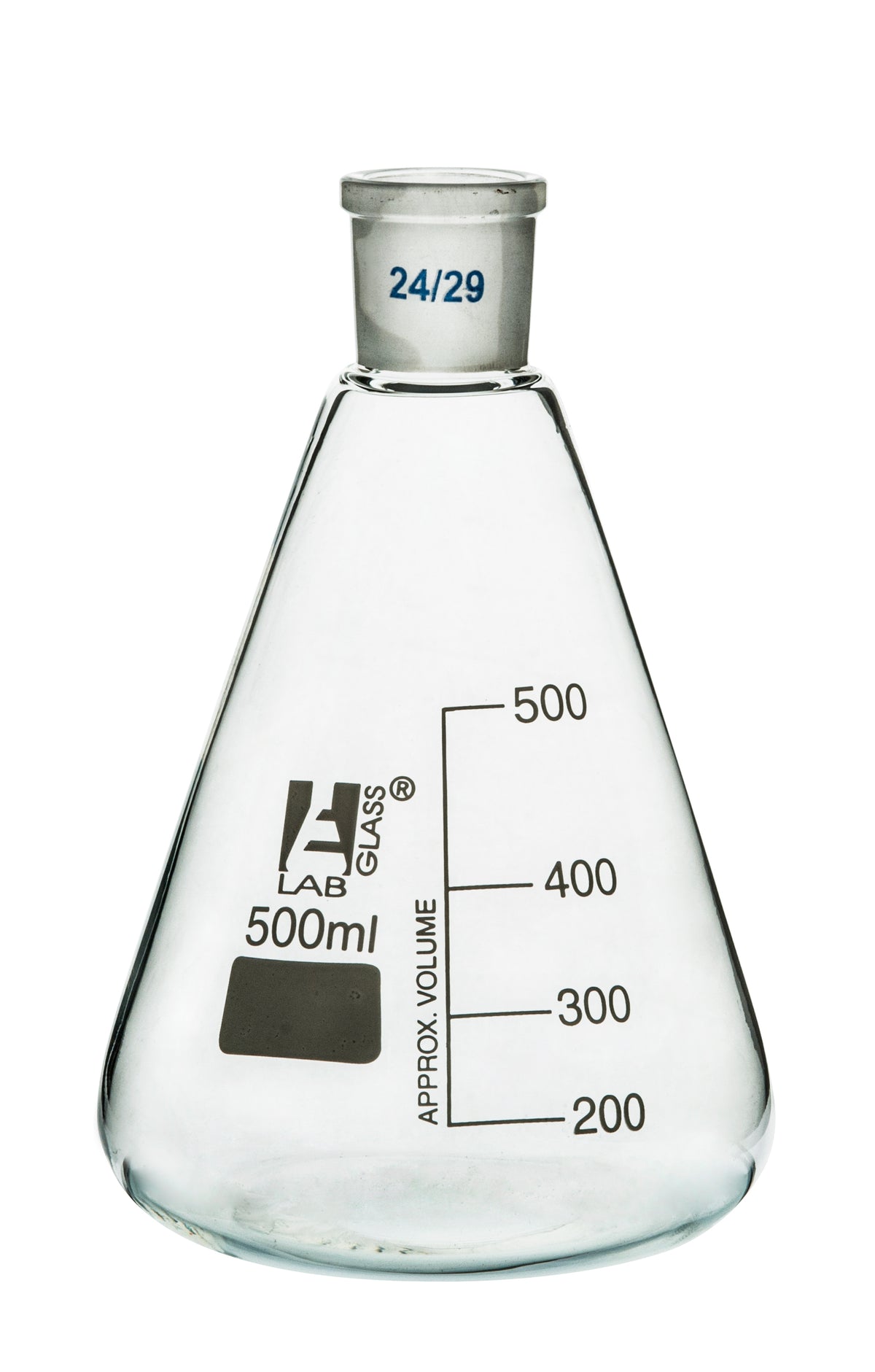 Erlenmeyer Flask, 500ml 24/29 Joint, Interchangeable Borosilicate — Eisco Labs