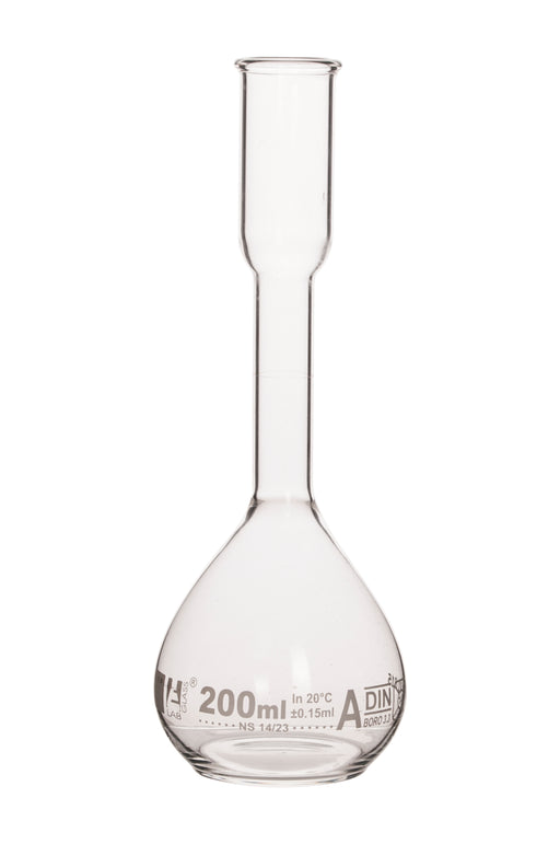 Kohlrausch Flask, 200ml - Class A - Tolerance ±0.10ml - Flat Bottom - Borosilicate Glass - Eisco Labs