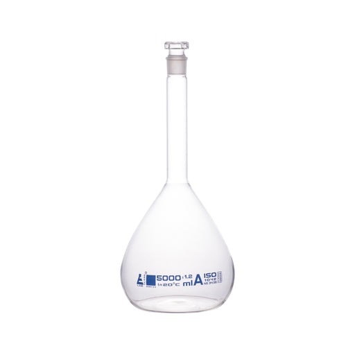 Volumetric Flask, 5000mL - Class A - Borosilicate Glass - Hexagonal Hollow Stopper
