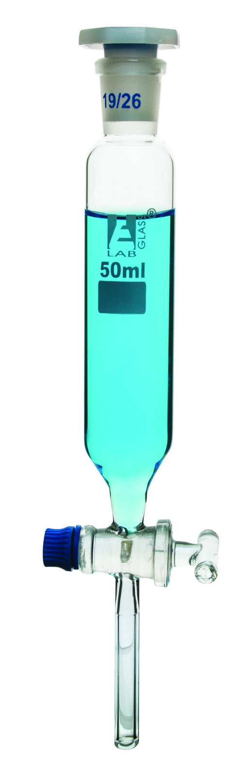 Funnel Dropping - Cylindrical, Glass stopcock, 500 ml, 29/32, Graduated