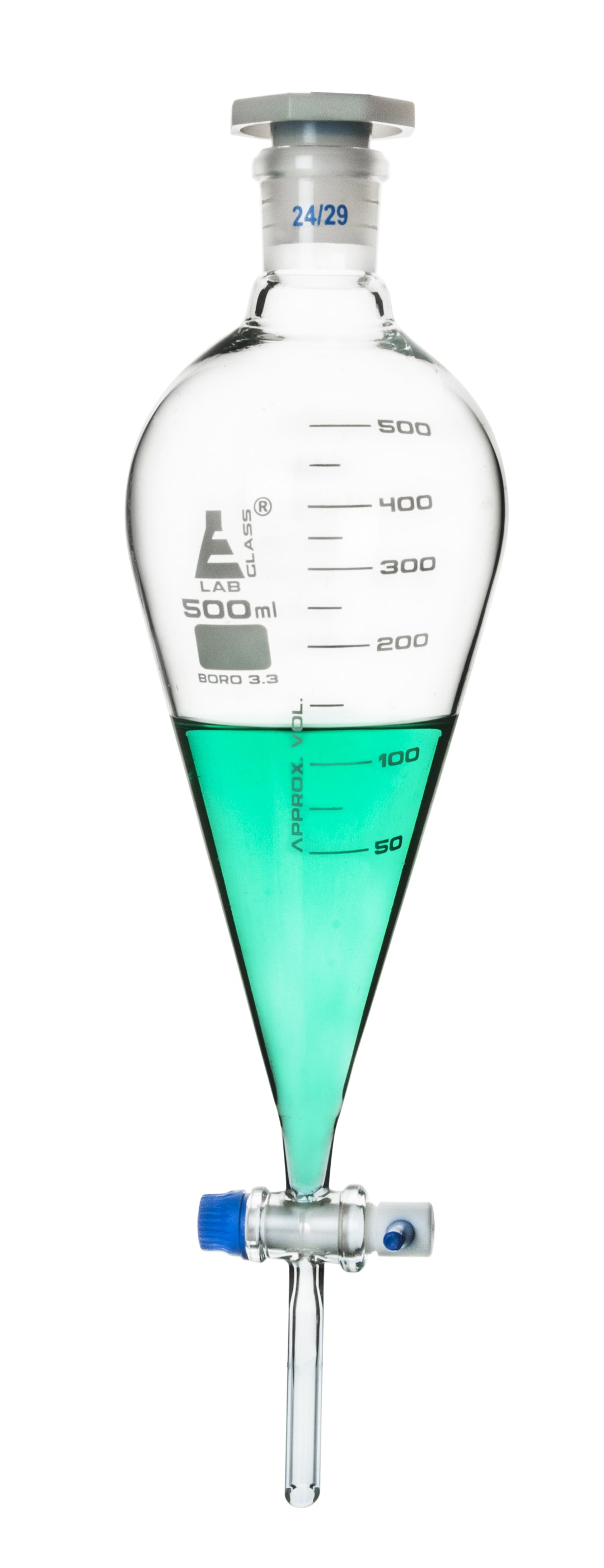 Squibb Separating Funnel, 500ml - 24/29 Plastic Stopper, PTFE Key Stop ...