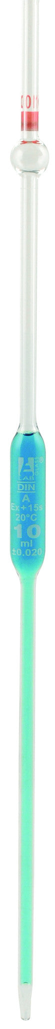 Pipettes Class - B with Safety Bulb, 10 ml, White Graduation