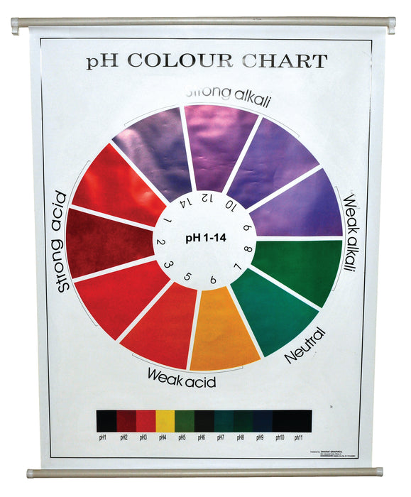 pH Color Chart, 29x39" - Polyart Plastic Sheet, with Roller - Eisco Labs