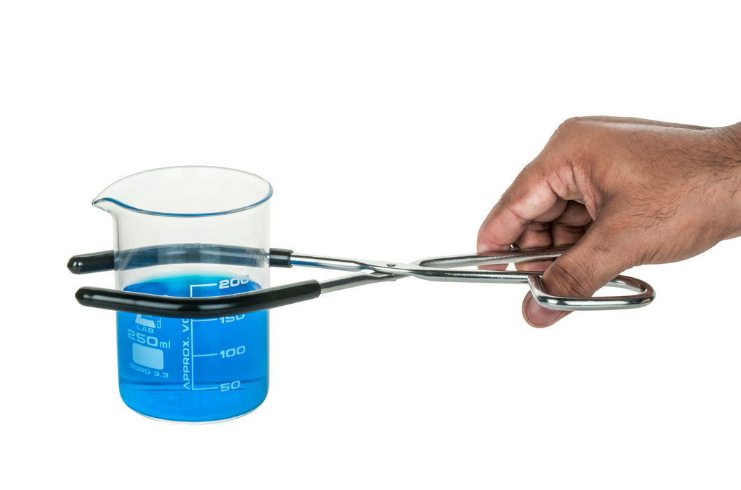 SUPERIOR BEAKER TONGS, RUBBER COATED ENDS, MADE OF RUST FREE STAINLESS STEEL, 50ML - 2000ML CAPACITY