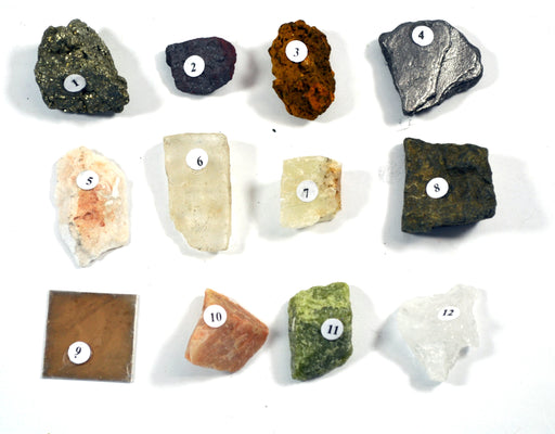 Eisco Physical Properties of Minerals Kit - Contains 12 specimens measuring approx. 1" (3cm)