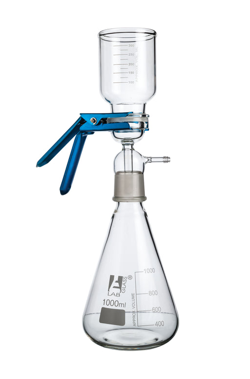 Filtration Assembly - 1000ml Flask, 300ml Funnel, 47mm Vacuum Base with Sintered Disk and 47mm Clamp - Eisco Labs