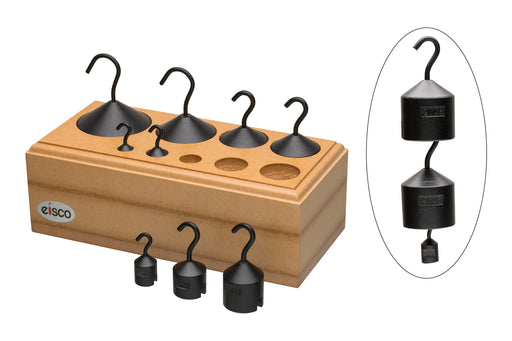 Set of 9 Hooked Weights - Includes Wooden Storage Block