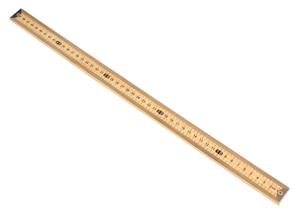 Meter Scale Hardwood, half meter - Horizontal reading with Brass end