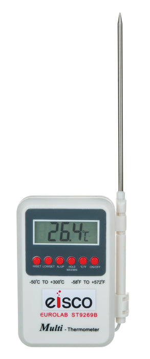 Eisco Labs Digital Thermometer, Wide Range, -50°C to +300°C, Handheld with Probe