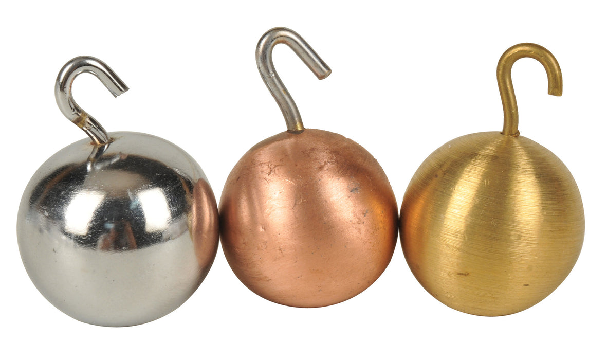 Pendulum Bobs with hooks Set of 3, 1in diameter each, Brass