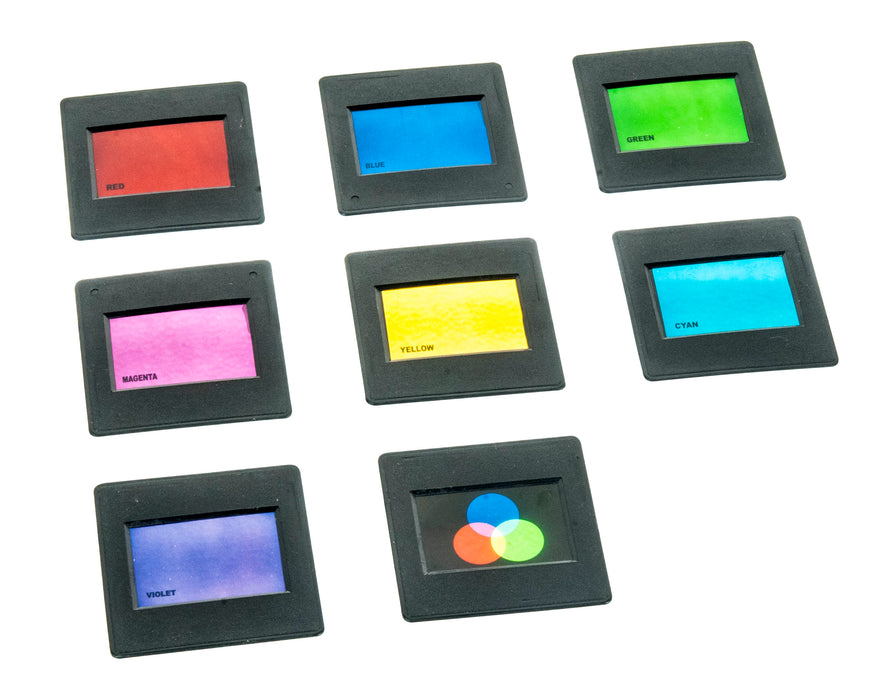 Mounted Color Filters, 50x50mm - Red, Blue, Green, Indigo, Magenta, and Yellow
