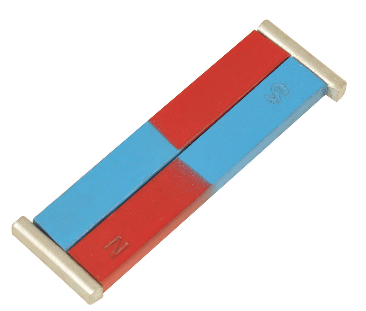 EISCO Painted Blue/Red Bar Magnets - Chrome Steel, 100 x 12 x 5 mm