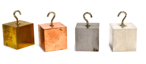 Density Blocks- Set of 4 - Aluminum, Brass, Copper, Steel. 1.25"