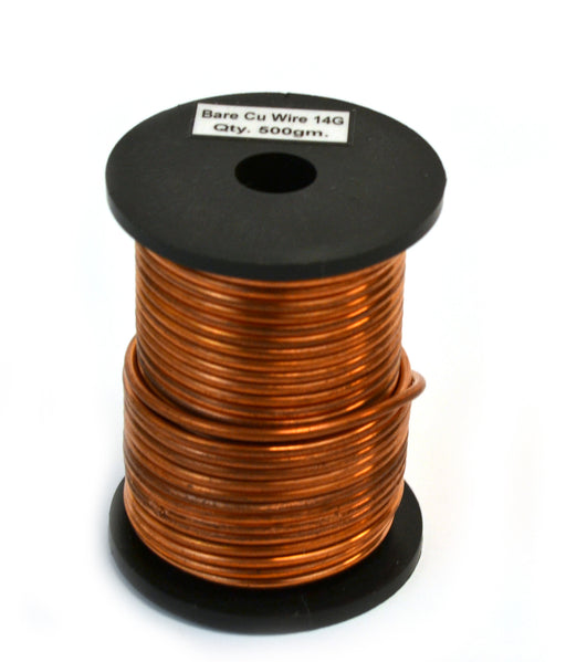 Copper Wire, Bare, 50ft Reel, 14 SWG (12 AWG) - 0.08" (2.0 mm) Dia.