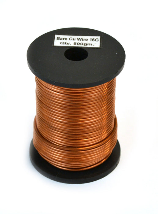 Copper Wire, Bare, 85ft Reel, 16 SWG (14 AWG) - 0.064" (1.6 mm) Dia.