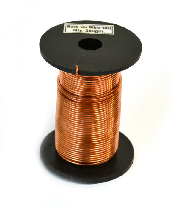 Copper Wire, Bare, 80ft Reel, 18 SWG (16/17 AWG) - 0.048" (1.2 mm) Dia.