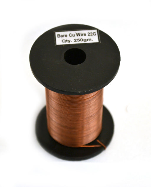 Copper Wire, Bare, 225ft Reel, 22 SWG (21 AWG) - 0.028" (0.71 mm) Dia.