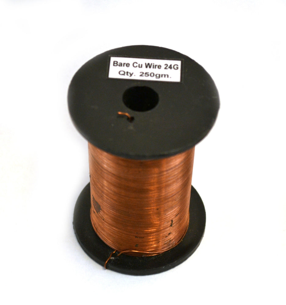 Copper Wire, Bare, 375ft Reel, 24 SWG (23/24 AWG) - 0.022" (0.56 mm) Dia.