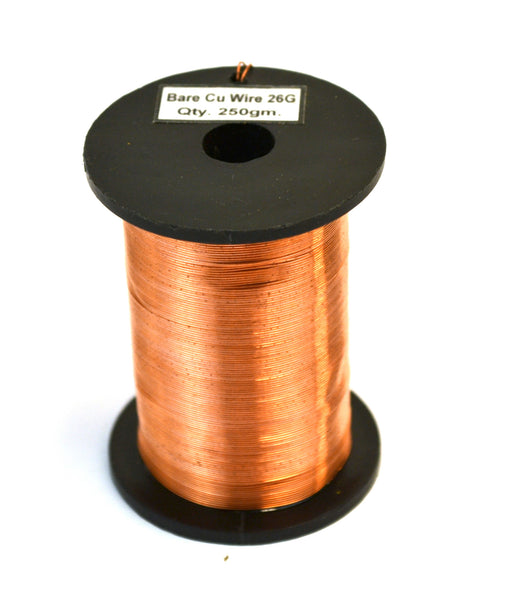 Copper Wire, Bare, 550ft Reel, 26 SWG (24/25 AWG) - 0.018" (0.46 mm) Dia.