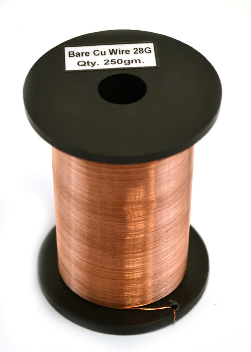 Copper Wire, Bare, 800ft Reel, 28 SWG (29/30 AWG) - 0.0148" (0.38 mm) Dia.