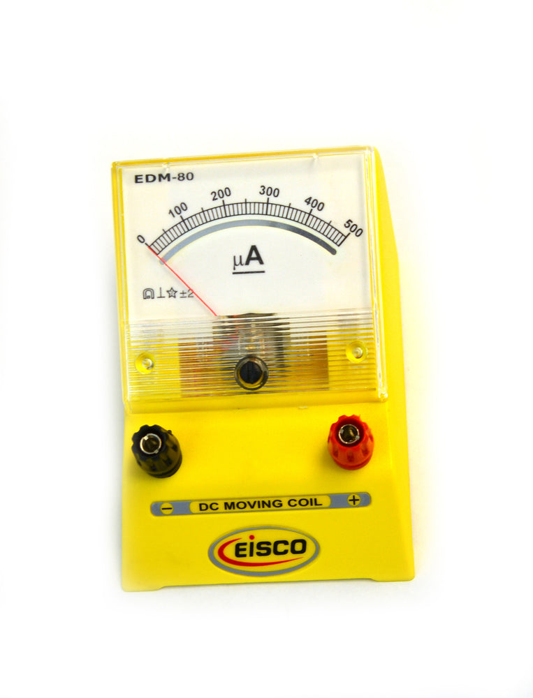 Analog Ammeter, DC Current Meter, 0 500 Microamps, 10 Microamp Resol — Eisco Labs