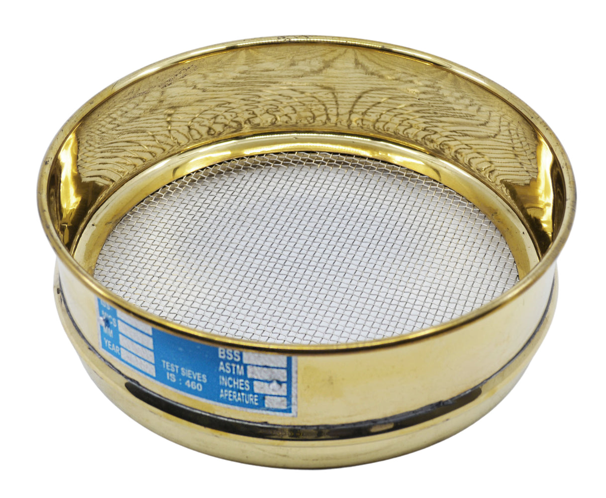 Test Sieve, 8 Inch - Full Height - ASTM No. 10 (2.0mm) - Brass Frame with Stainless Steel Wire Mesh - Eisco Labs