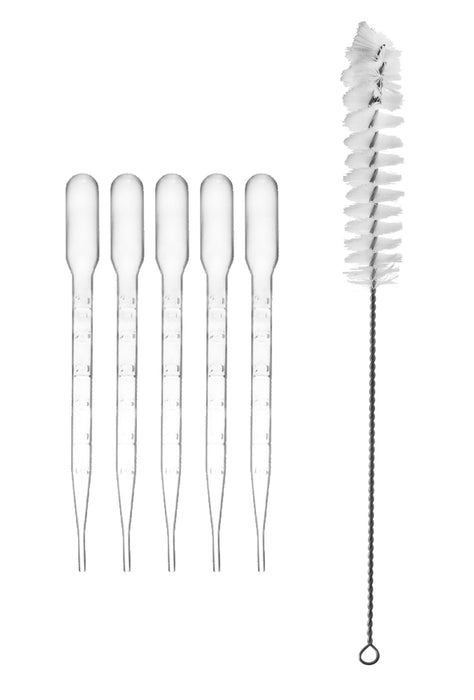 Ultimate Plastics Kit, 15pc - 5 Beakers, 4 Cylinders, 5 Disposable Pipettes & Nylon Bristle Cleaning Brush