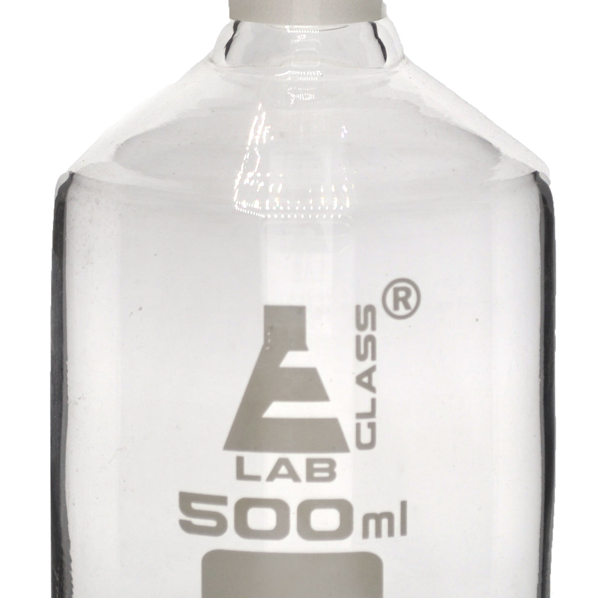 500mL (16.9oz) Glass Reagent Bottle with Acid Proof Polypropylene Stop —  Eisco Labs
