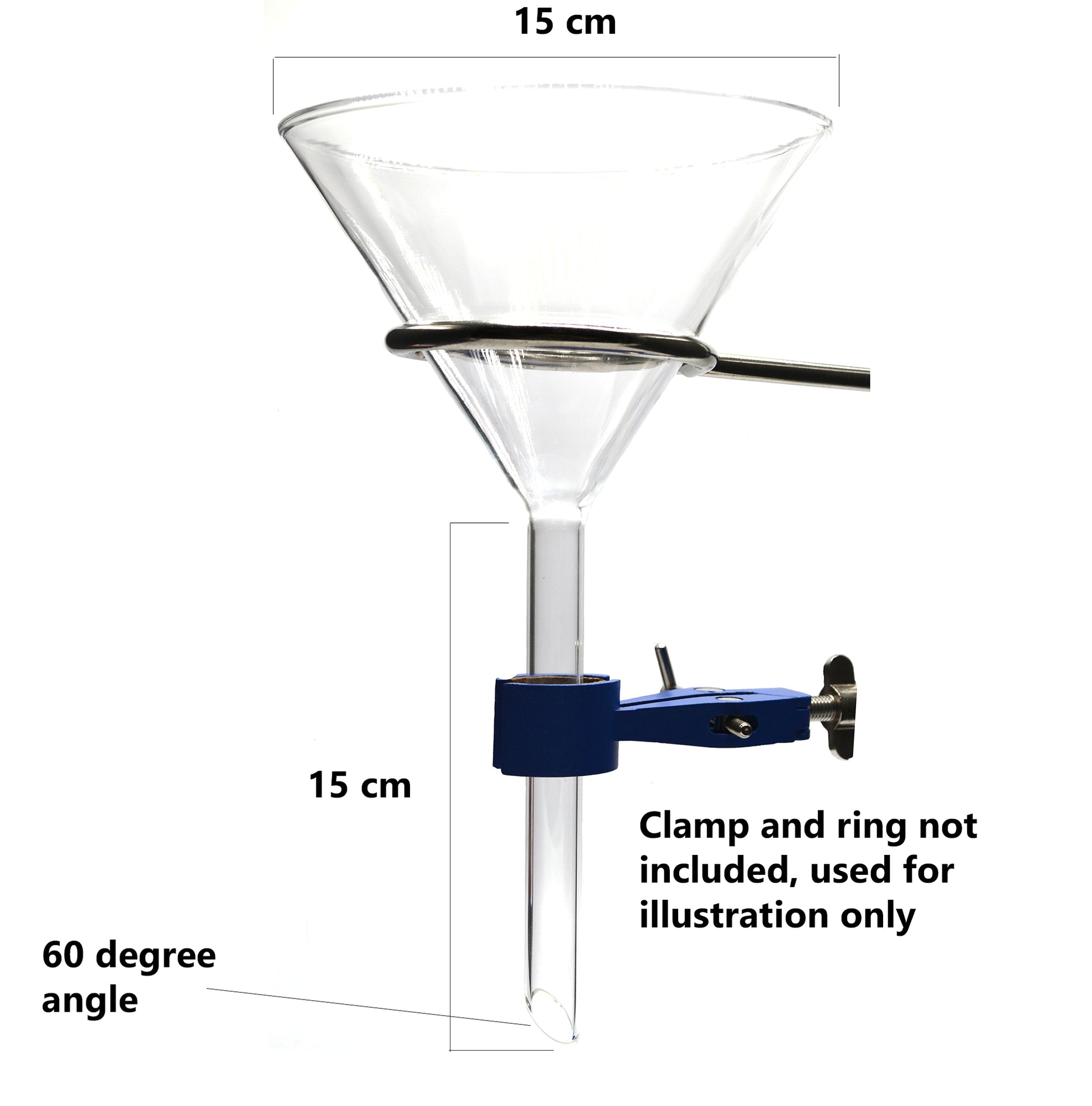 2PK Filter Funnels, 150mm - 60º Angle - Plain Stem, 16mm - Borosilicat ...
