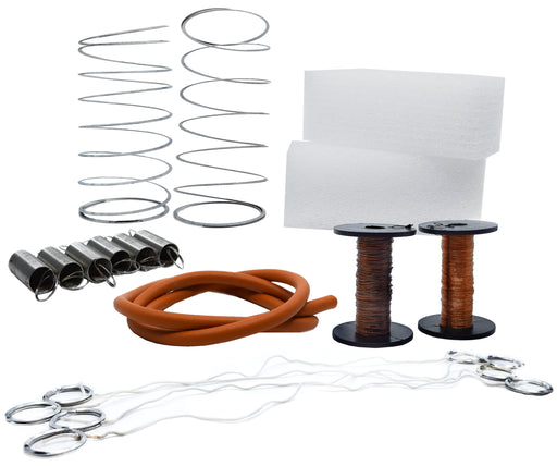 Elastic Material Kit, Elasticity Experiments (Springs, Rubber Tubing, Copper Wire, Foam Blocks, Elastic Cords with Metal Loop Ends) - Eisco Labs