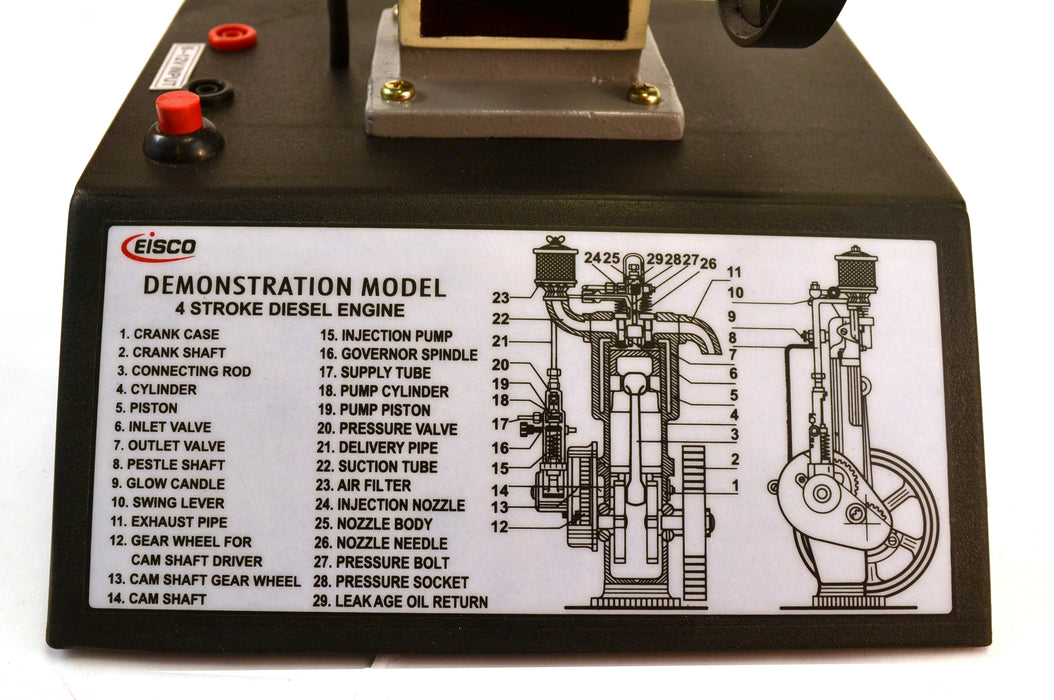 4 Stroke Diesel Hand Crank Model with Actuating Movable Parts to Demonstrate Engine Basics - 16" Tall - Eisco Labs