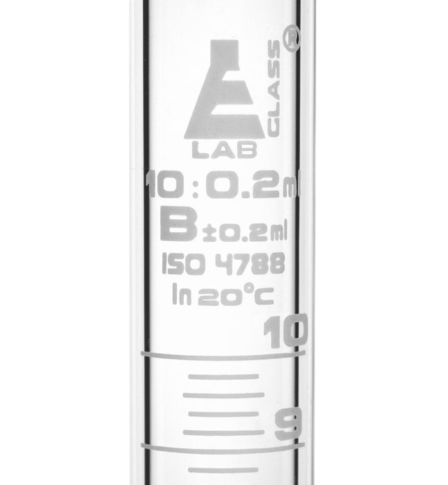 Graduated Cylinder, 10ml - Class B - White Graduations, Round Base