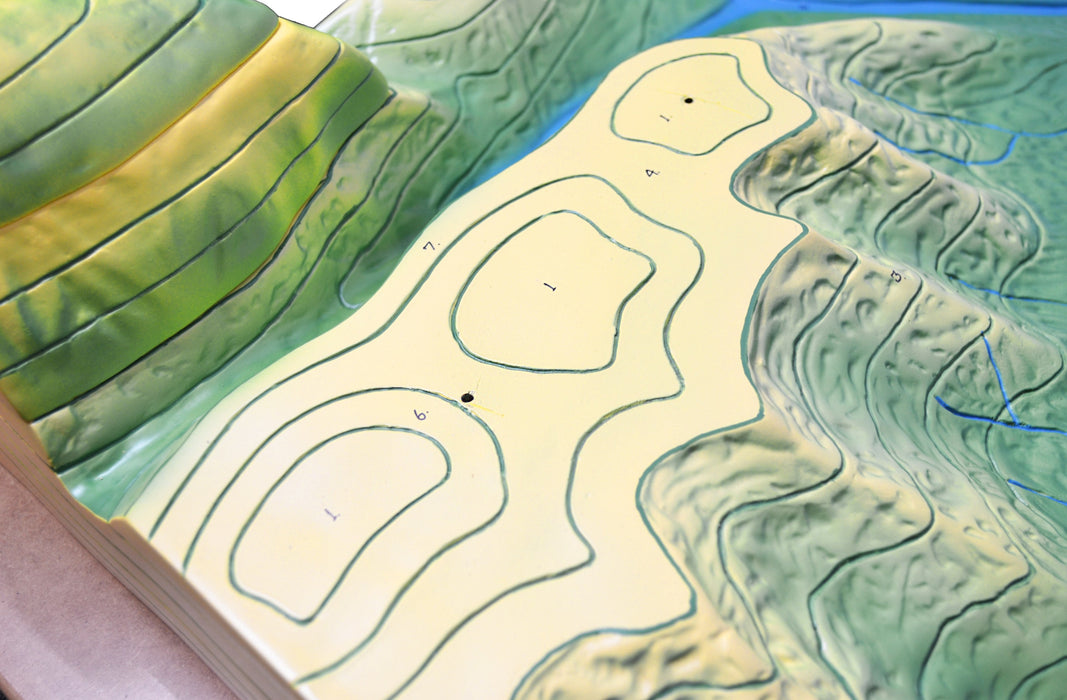 Contour Map Demonstration Model, 20 Inch - Separates into Multiple Parts - Mounted - Great for Geographical Study - Eisco Labs