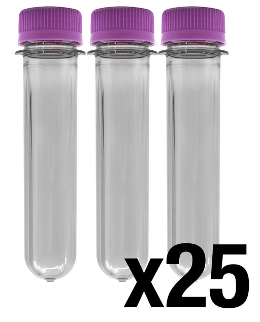 25PK Baby Soda Bottles with Caps, 25mL - PET Plastic Test Tubes