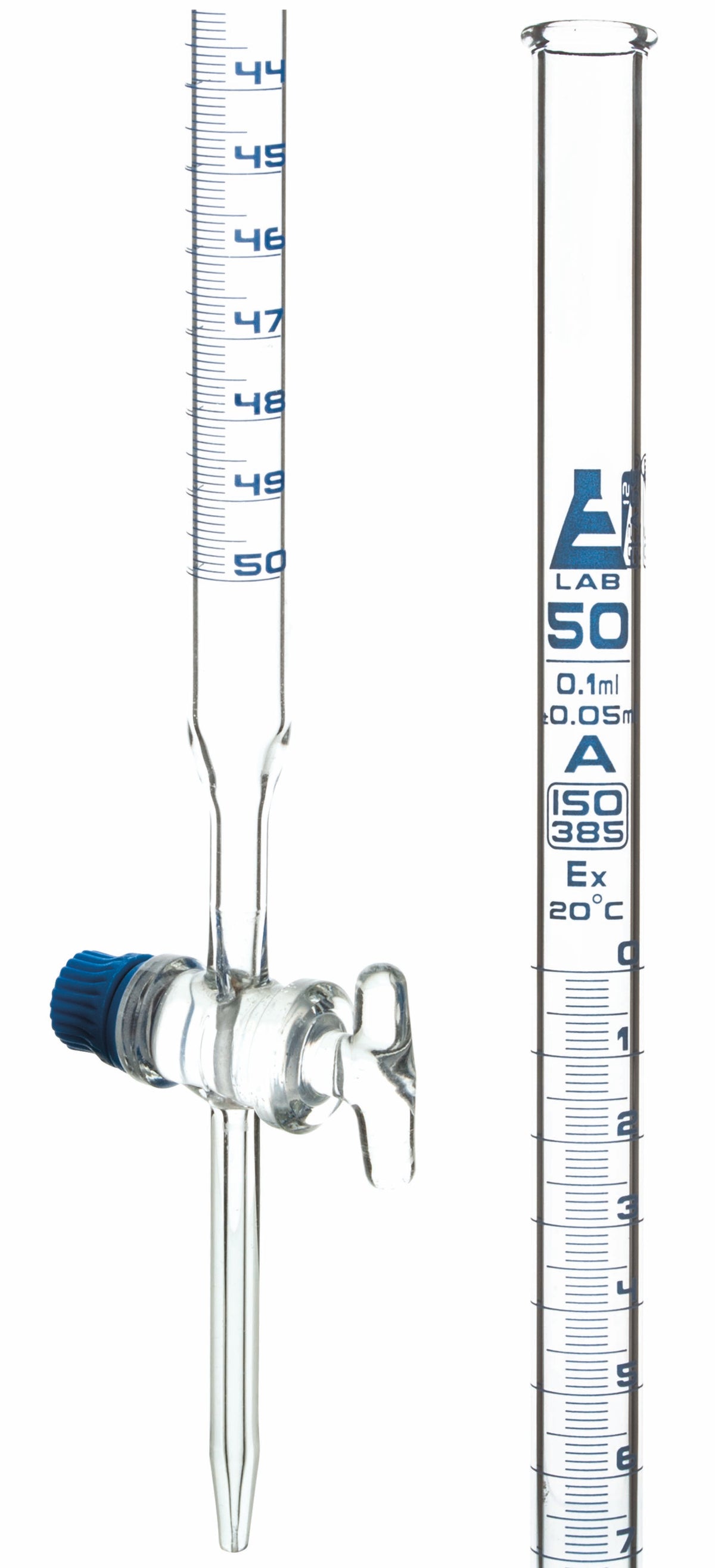 Class A 50mL Borosilicate Burette 0.1mL Graduations 0.05mL Toleran