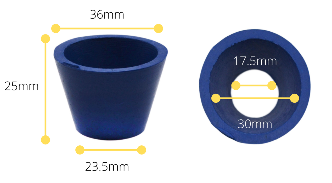Filter Adapter Tapered Cone, Size 3 -  Designed for use with Buchner Funnels - 36mm Top, 23.5mm Bottom,  25mm Height, 3mm Thickness - Neoprene Rubber - Eisco Labs