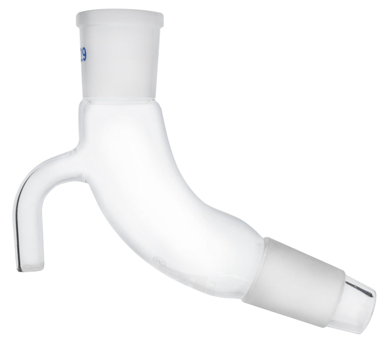 Receiver Adaptor, Bend with Vent - Socket Size: 24/29, Cone Size: 24/29 - Borosilicate Glass - Eisco Labs
