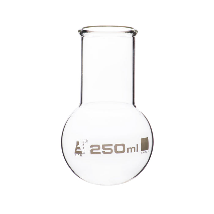 Boiling Flask, 250ml - Borosilicate Glass - Round Bottom, Wide Neck, Beaded Rim - Eisco Labs