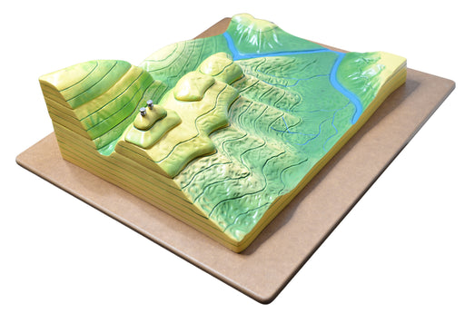 Contour Map Demonstration Model, 20 Inch - Separates into Multiple Parts - Mounted - Great for Geographical Study - Eisco Labs