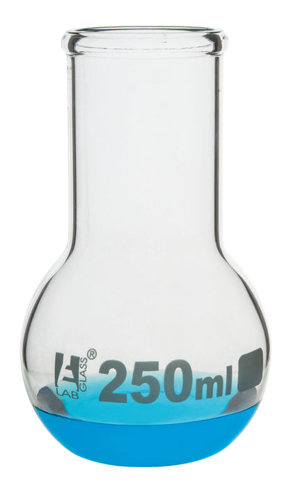 Boiling Flask, 250ml - Borosilicate Glass - Flat Bottom, Wide Neck - Eisco Labs
