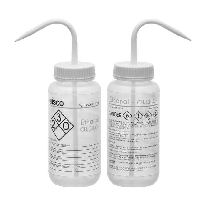 Performance Plastic Wash Bottle, Ethanol, 500 ml - Labeled (2 Color)