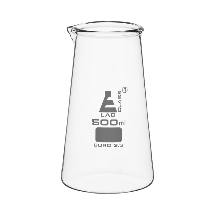 Conical Philips Beaker with Spout, 500mL - Borosilicate Glass (5.5" Tall, 3.25" Diameter) - Eisco Labs