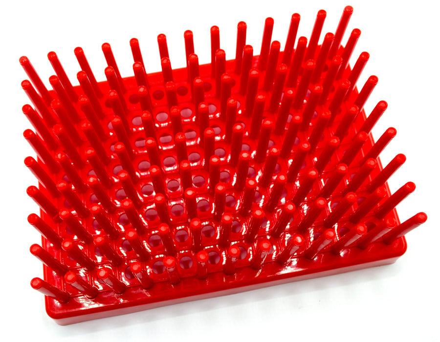 Red Plastic Test Tube Peg Drying Rack Holds 96 13mm Test Tubes - Eisco Labs