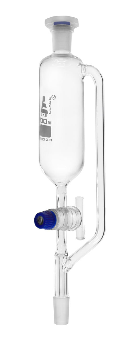 Dropping Funnel, 100mL - Pressure Equalizing - Borosilicate Glass with 14/23 Plastic Stopper & PTFE Key Stopcock
