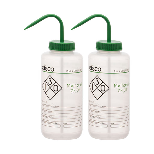 2PK Performance Plastic Wash Bottle, Methanol, 1000 ml - Labeled (2 Color)