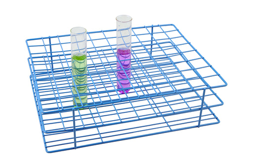Blue Epoxy Coated Steel Wire Test Tube Rack, 80 Holes, Outer Diameter Permitted of Tubes 22-25mm or Less , 8x10 Format