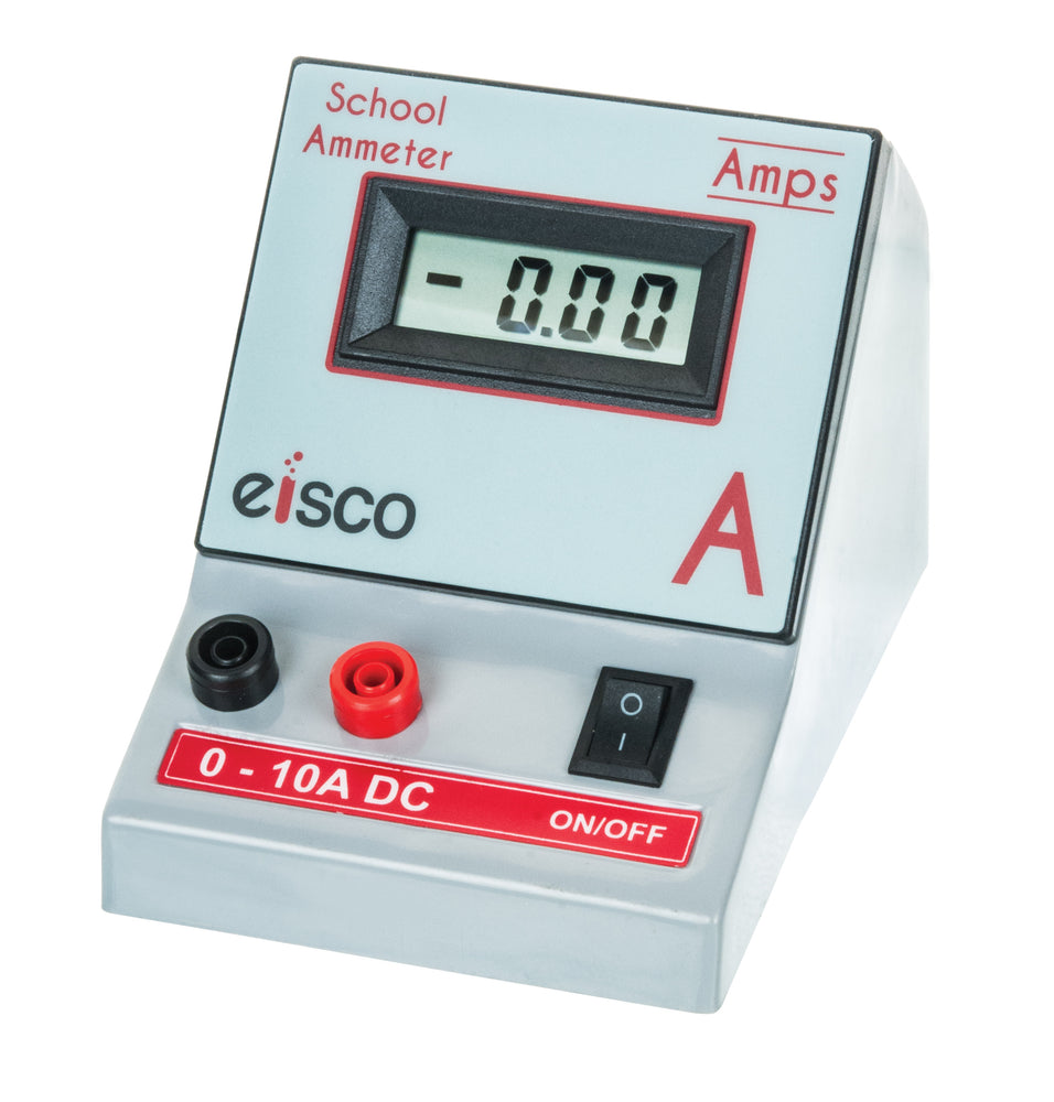 Digital Ammeter, 0-10 Amps - LCD Type, Large Display - Portable - Eisco Labs