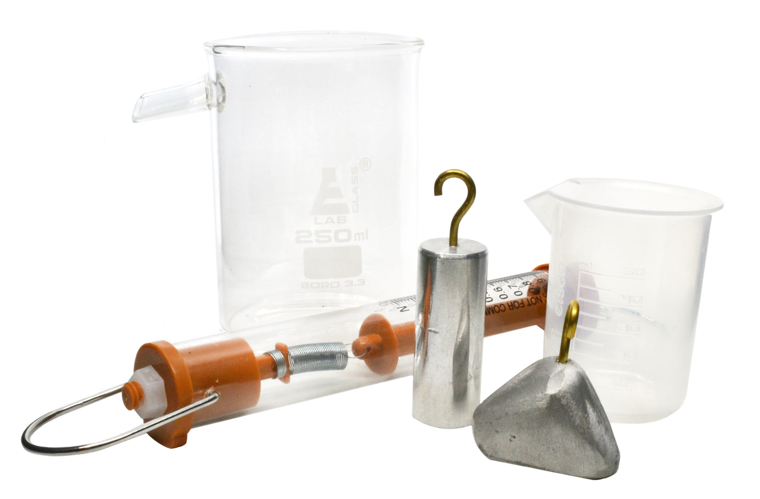 Archimedes Principle Kit - 2 Solids, Beaker, Newton Meter & Vessel