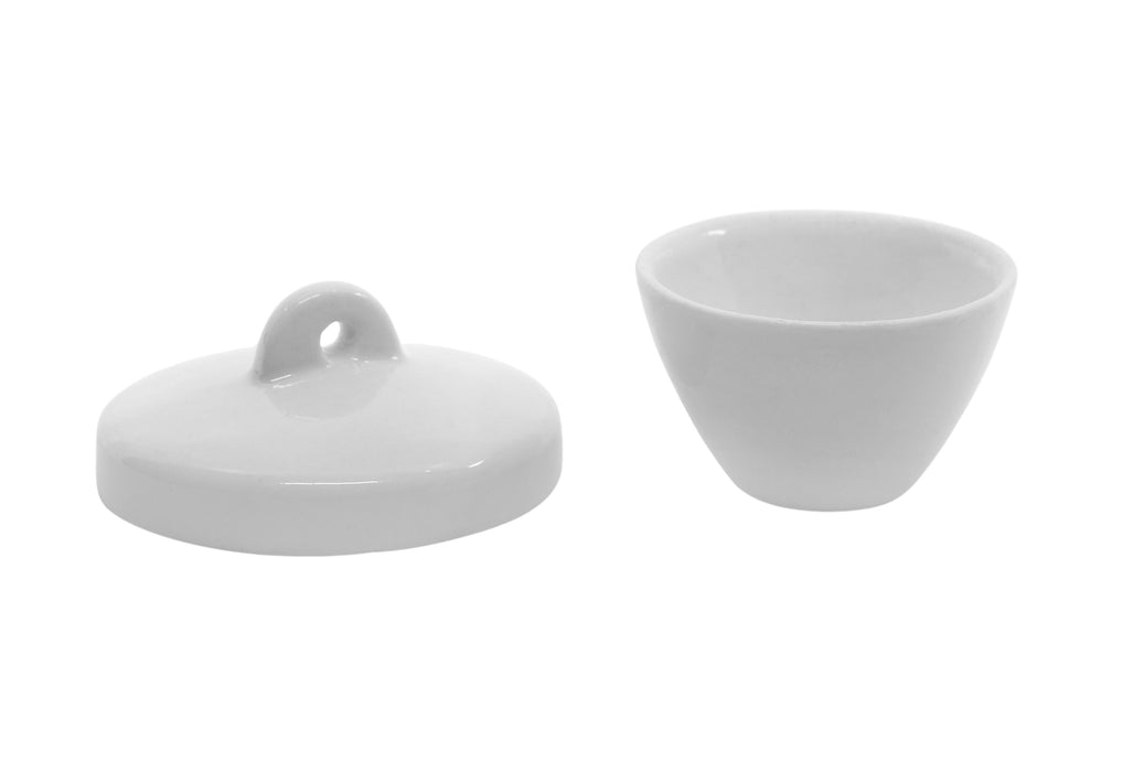 Porcelain Crucible with Lid, 8ml Capacity - Squat Form